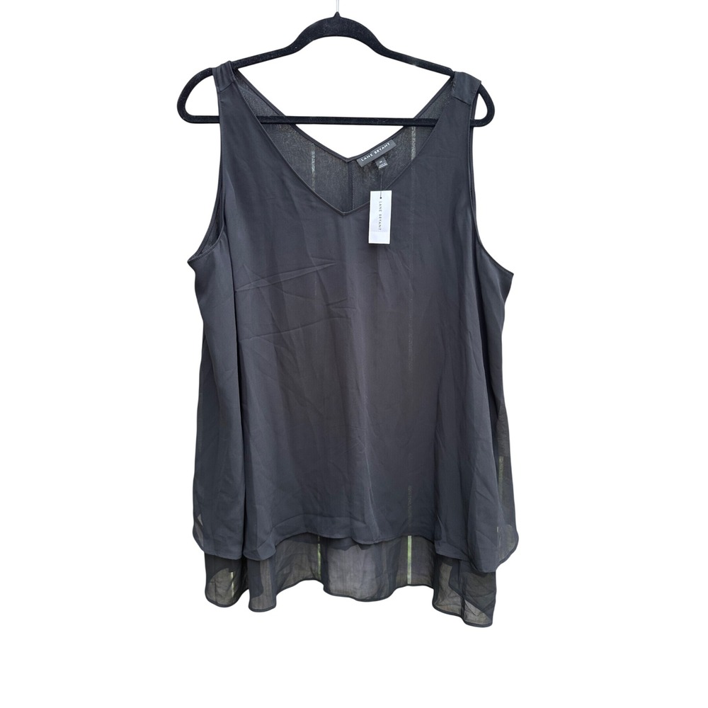 Lane Bryant Women Black V-Neck Chiffon Layered Tank Top Blouse Size 20 NWT